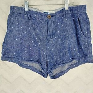 Old Navy Shorts Women's 8 Everyday Linen Casual Walking Comfort Blue Chambray